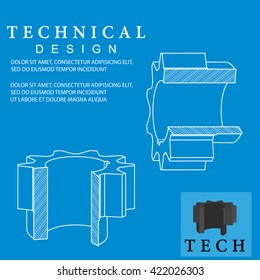 Vector of drawing of gear symbol or icon