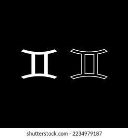 Vector drawing gemini zodiac sign, color white flat style