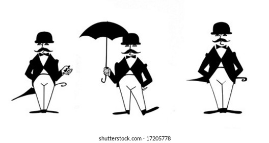 vector drawing of the gentleman on white background