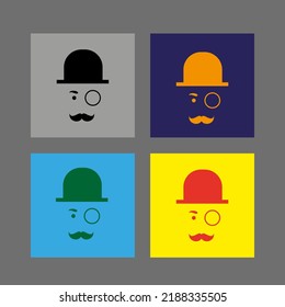 vector drawing gentleman one thing, silhouette colorful flat style