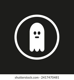 Vector drawing of a ghost in circle color white flat style