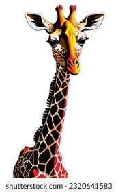 Vector drawing of a giraffe, isolated on a white background