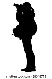 Vector Drawing Girl Camera Silhouette On Stock Vector (Royalty Free ...