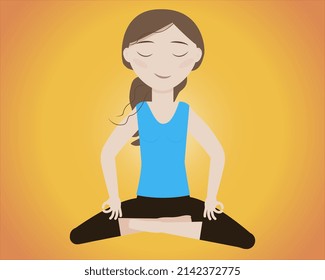vector drawing of a girl meditation home workout