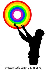 Dibujo vectorial de un anillo arco iris de una niña. La liberación de propiedades está adjunta al archivo
