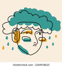 vector drawing girl and raindrops. texture and colorful colors.abstraction