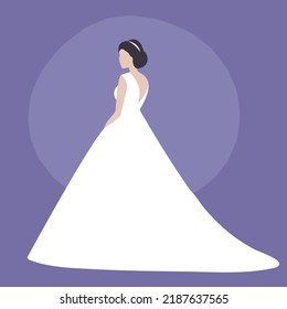 Vector drawing of a girl in a wedding dress bride in white