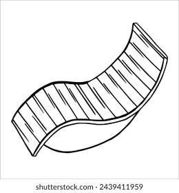 Vector drawing of glamping resorts wooden rocking chair, comfortable home, outdoor recreation. Doodle graphics for a nature hike. Human tourists in a luxury glamorous premium campsite.