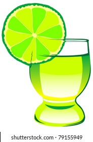 Vector drawing of a glass cup with tequila