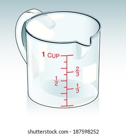 Vector drawing of a glass Lab container/Measuring cup/Easy to edit detailed illustration of a glass lab container, easy to edit groups. Easy to delete background obtain isolated container