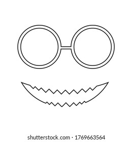 Gafas vectoras e ícono de sonrisa toothy, contorno