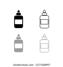 Vector Drawing Glue Bottle, Silhouette And Contour Color Black And Gray Flat Style