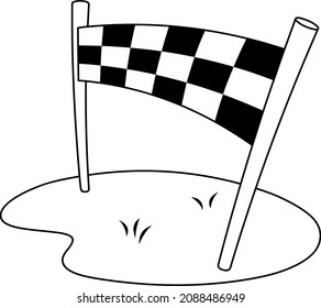 Vector drawing of a goal. Black and white. Cartoon style. Outline.