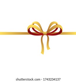 Vector drawing of a gold ribbon bow