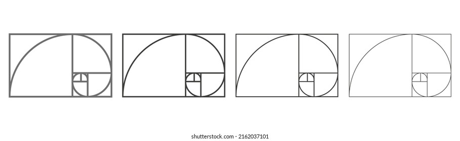 Vector drawing in golden ratio illustration of Fibonacci