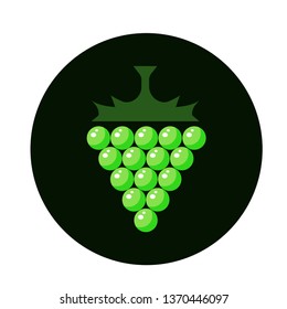 Vector drawing grapes color green flat style