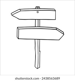 Vector drawing, graphics, doodle of nature, fields and mountains. Pointer, boards. Camping, outdoor recreation.