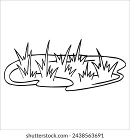 Vector drawing, graphics, doodle of nature, fields and mountains. Pointer, boards. Camping, outdoor recreation.