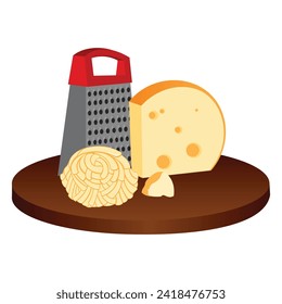Vector drawing of grated cheese ready for pizza