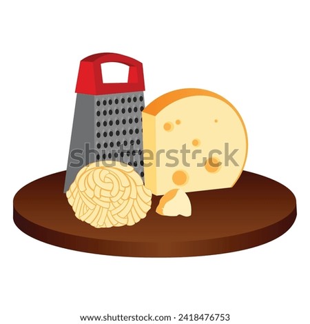 Vector drawing of grated cheese ready for pizza
