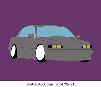 Vektorgrafik graues Auto. Kleinstkinderzeichnung
