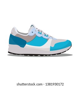 Vector drawing of a gray-blue sneakers on a white background with a shadow.