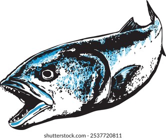 Vector drawing of a great blue fish for fishing related graphics or other.