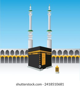 Vector vector drawing of the great mosque of mecca and the kaaba