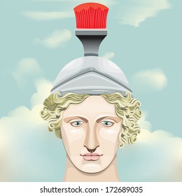 Vector drawing of a Greek Goddess Portrait/Greek Goddess/ Easy to edit layers and groups Meshes only used on background layer. Beautiful portrait lots of copy space easy to make more. 