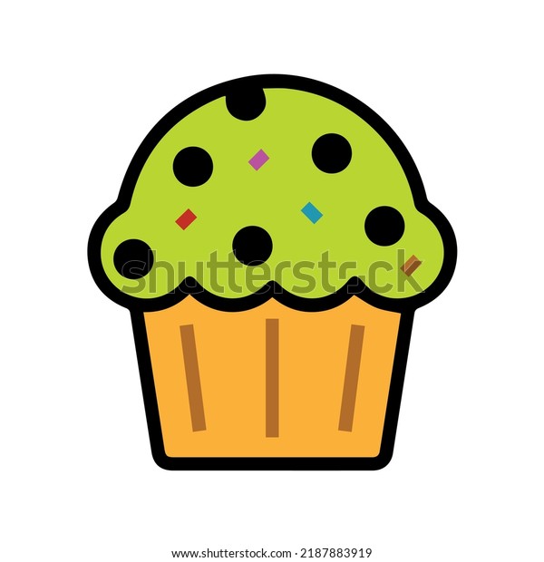 Vector Drawing Green Cupcake Sprinkles Stock Vector (Royalty Free