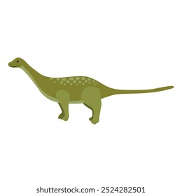 vector drawing green dinosaur,Diplodocus, cartoon element isolated at white background, hand drawn illustration