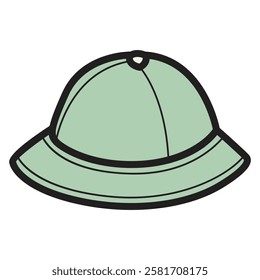 A vector drawing of a green Panama hat, featuring a classic and stylish design. 