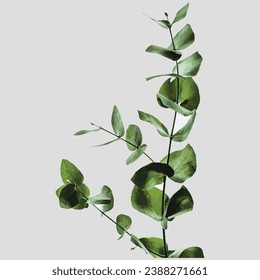 Vector drawing of a green twig in minimalism