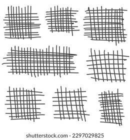 Vector drawing grid. Line crossing. Abstract scribble background.