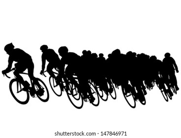 Vector drawing of a group of cyclists in competition. Property release is attached to the file