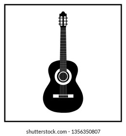 Vector drawing guitar, color black flat style