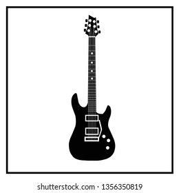 Vector drawing guitar, color black flat style