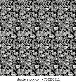 Vector drawing halftone seamless texture. Hand-drawn abstract pattern.