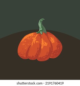 Vector drawing of Halloween pumpkins on a dark background with textures. Image of a pumpkin for Halloween