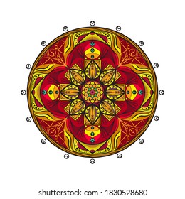 Vector drawing of hand doodle mandala. Ethnic mandalas with colorful tribal ornaments. colorful mandala designs
