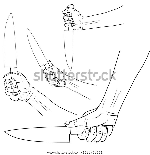 Vector Drawing Hand Holding Knife Various Stock Vector (Royalty Free