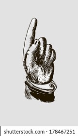 vector drawing hand with index finger pointing up