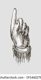 vector drawing hand with index finger pointing up