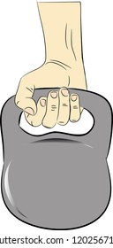 vector drawing of a hand with a large black weight
