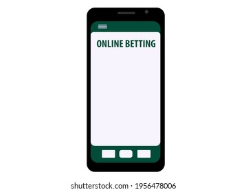 Vector drawing of a hand with a mobile phone. Online betting app on the phone
