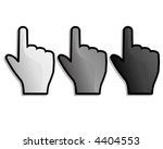 A Vector Drawing of a Hand Pointer, in 3 different colors.