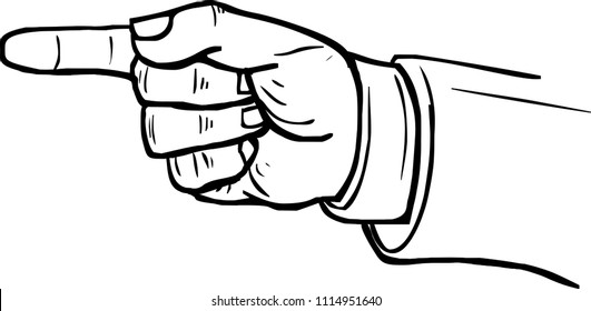 Vector drawing of Hand pointing with index finger.