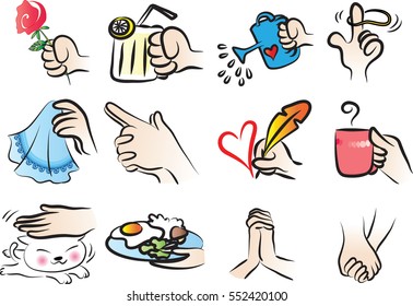 vector drawing hand set