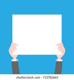 Vector drawing of a hand that holds an agitation poster. Empty place for writing text