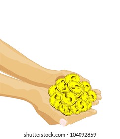 vector drawing of the hands to give money